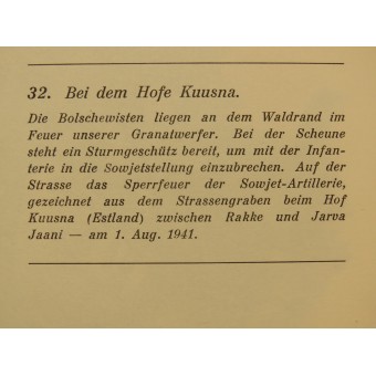 Målningen från den tyska krigskorrespondenten Raebiger - I Kuusna herrgård. Espenlaub militaria